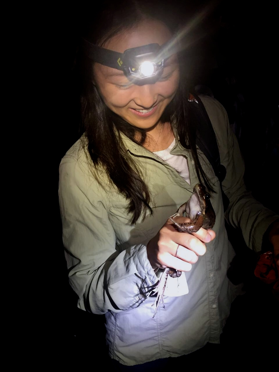 Julie holding frog friend